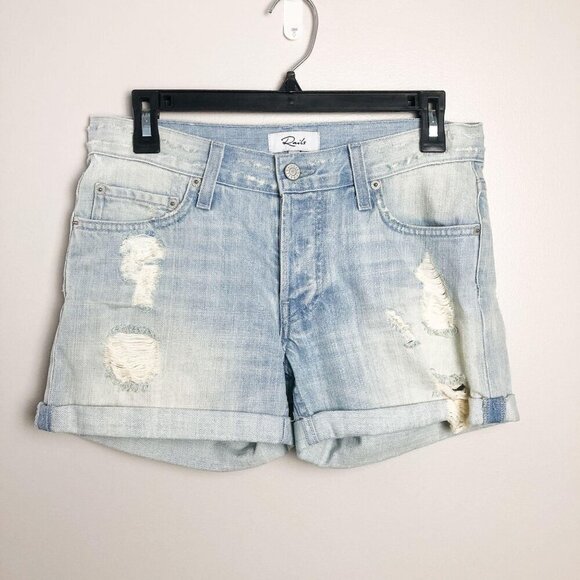 Rails Light Wash Distressed Denim Shorts Womens 25 High Rise Rolled Hem - Picture 5 of 12